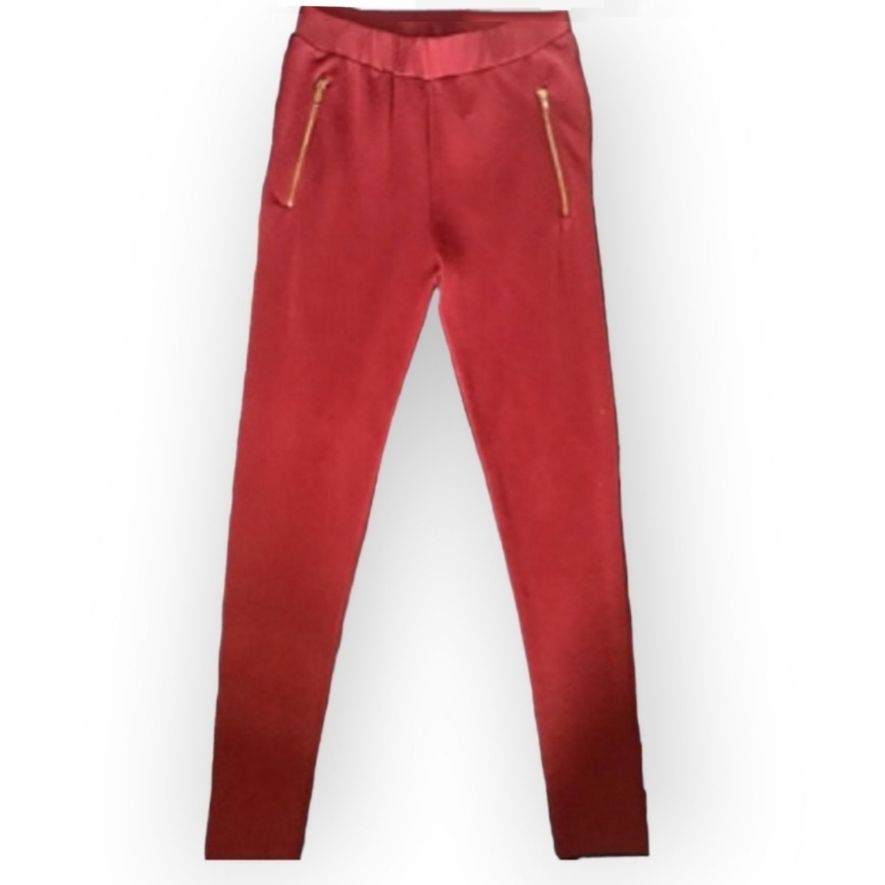 NWOT F21 wine-colored high-rise cigarette pants - Picture 3 of 6